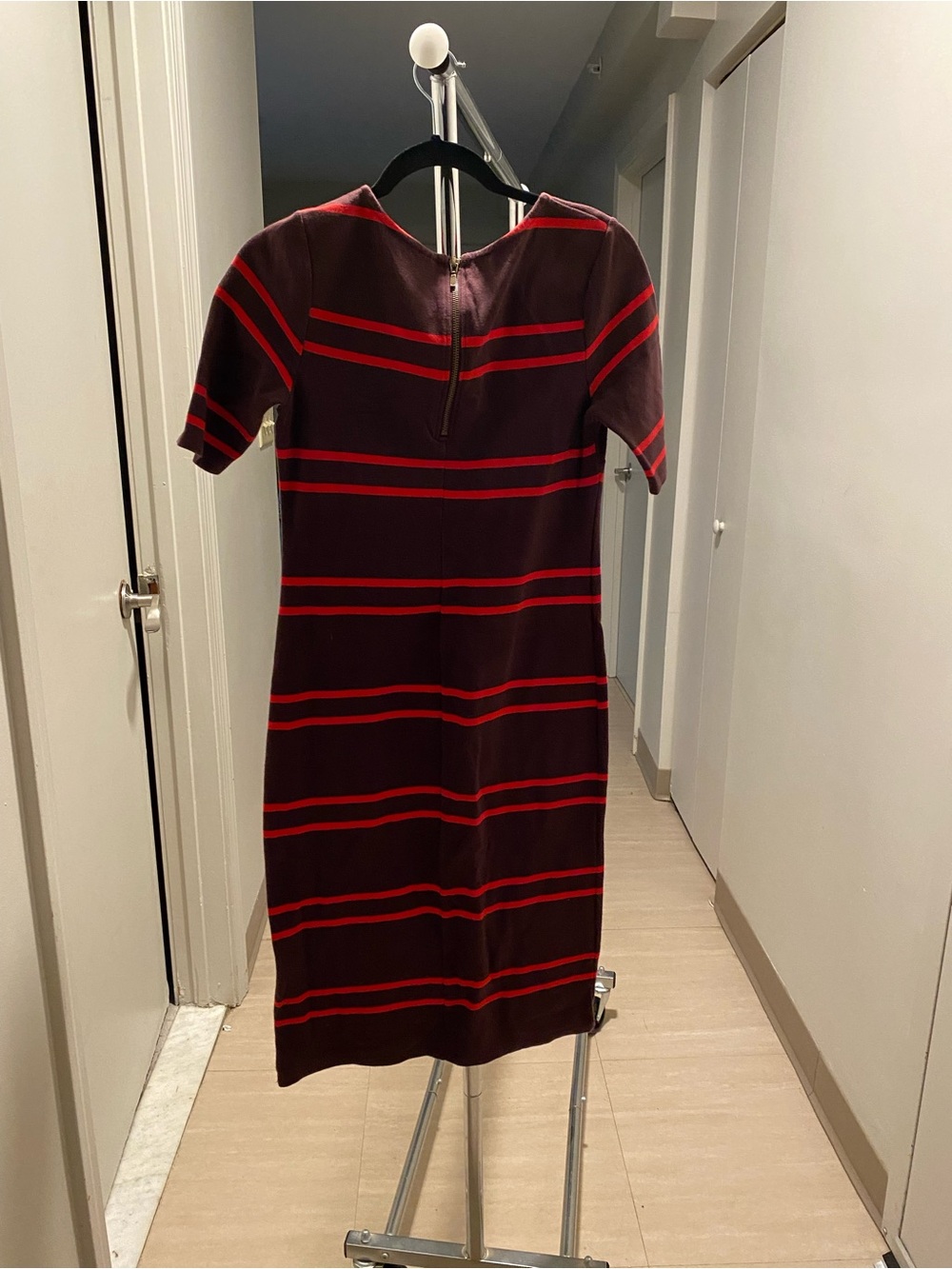 Old Navy Striped Midi Knit Dress in Red and Dark Brown - Picture 6 of 11